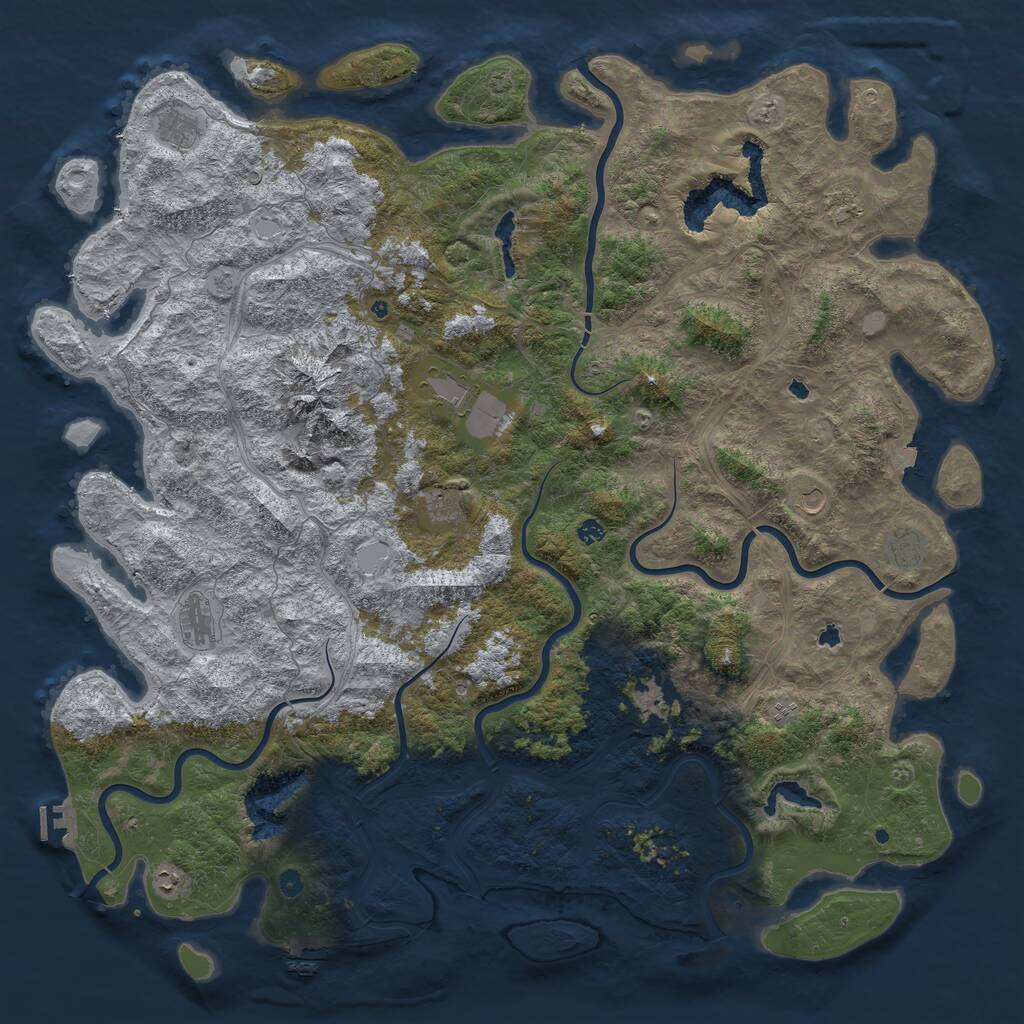 Rust Map: Procedural Map, Size: 6000, Seed: 698406591, 17 Monuments