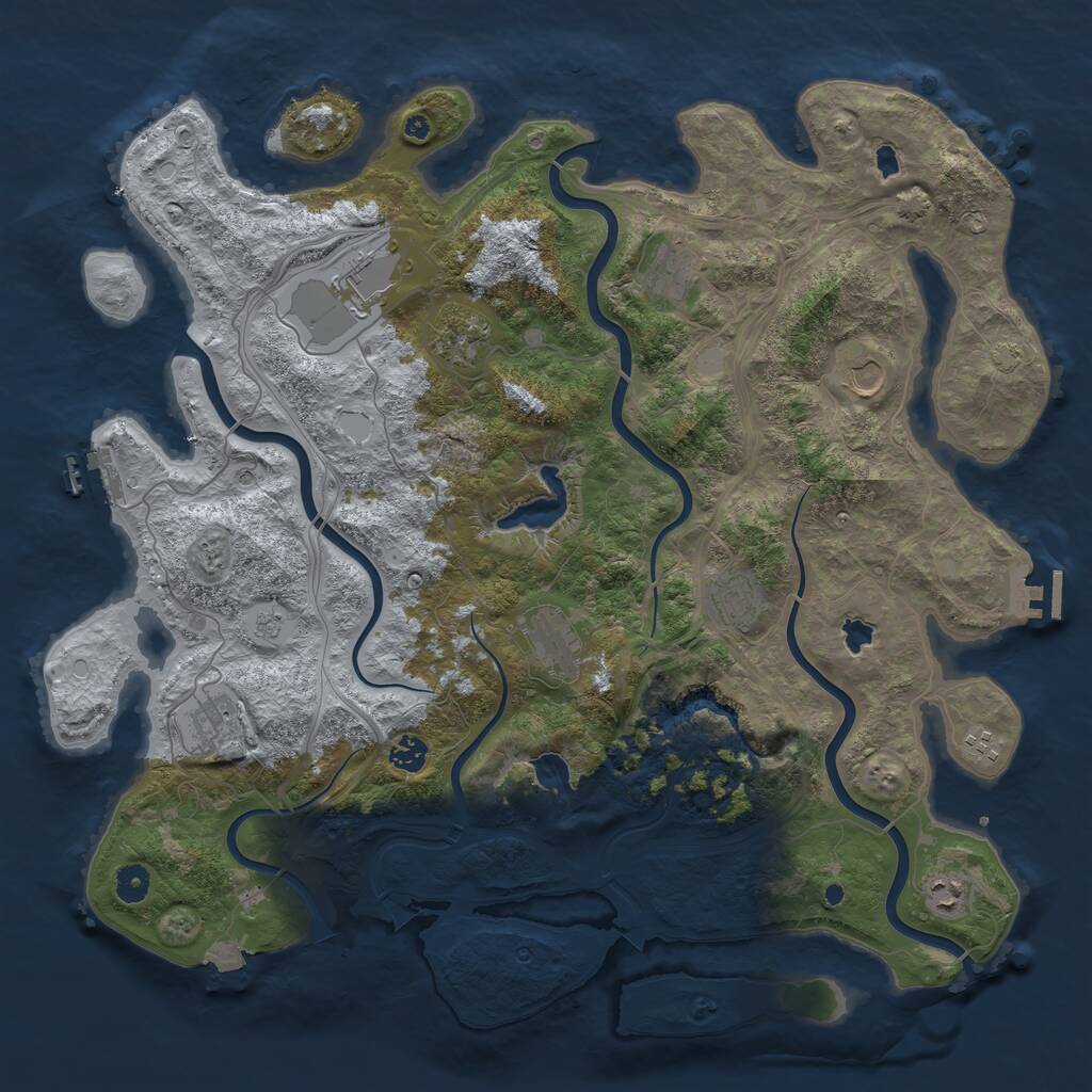 Rust Map: Procedural Map, Size: 4500, Seed: 692753677, 16 Monuments