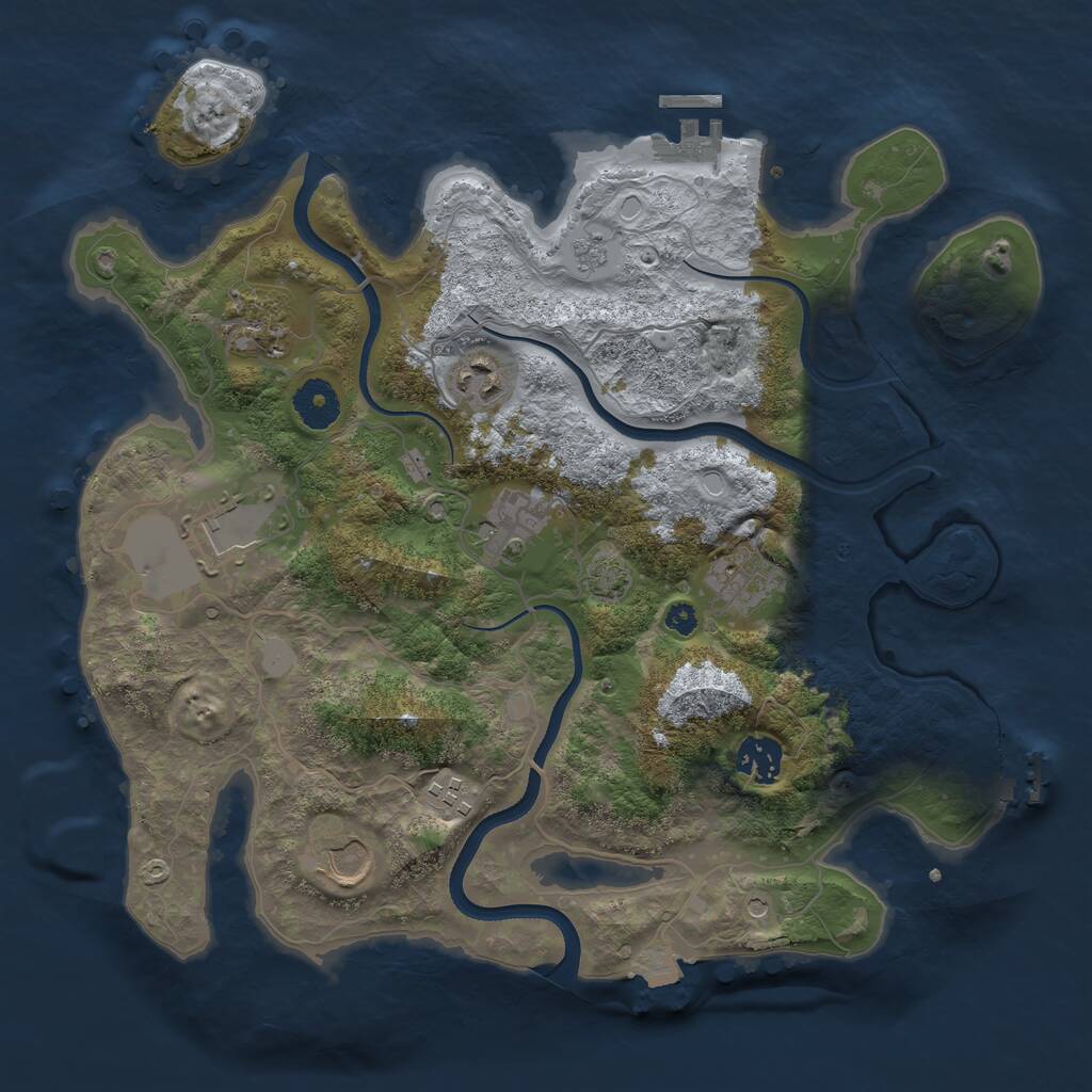 Rust Map: Procedural Map, Size: 3500, Seed: 1230223635, 14 Monuments