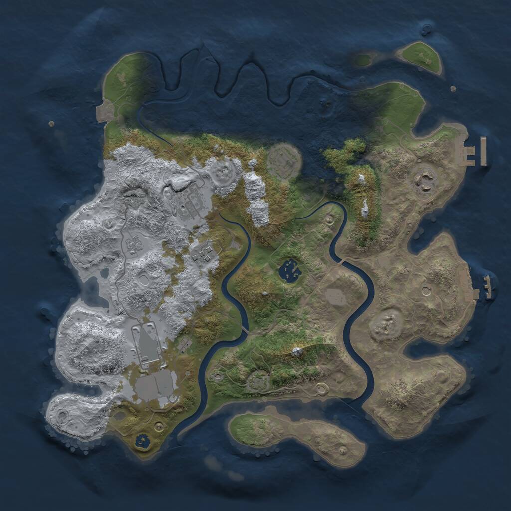Rust Map: Procedural Map, Size: 3500, Seed: 636152952, 12 Monuments