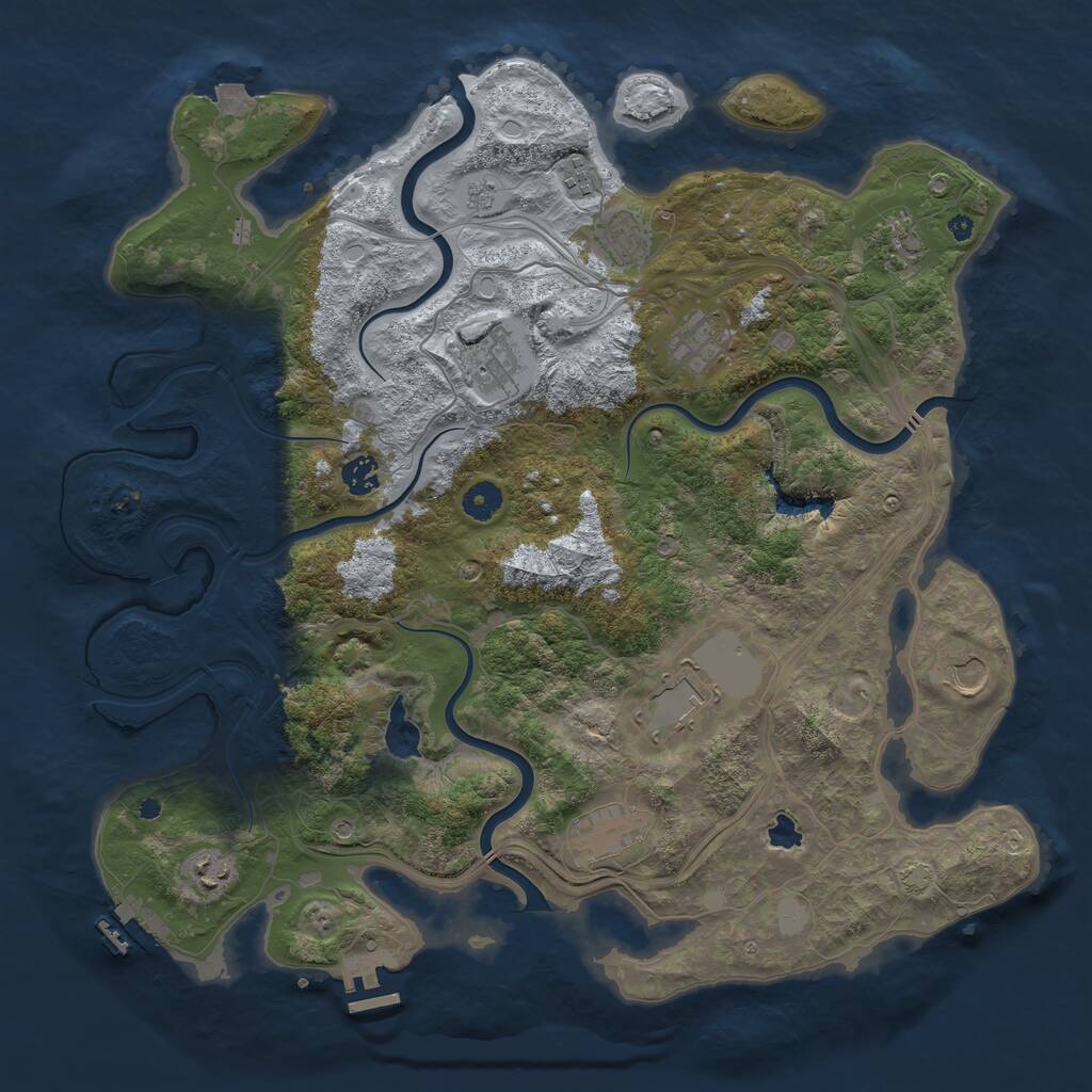 Rust Map: Procedural Map, Size: 4250, Seed: 2091511870, 16 Monuments
