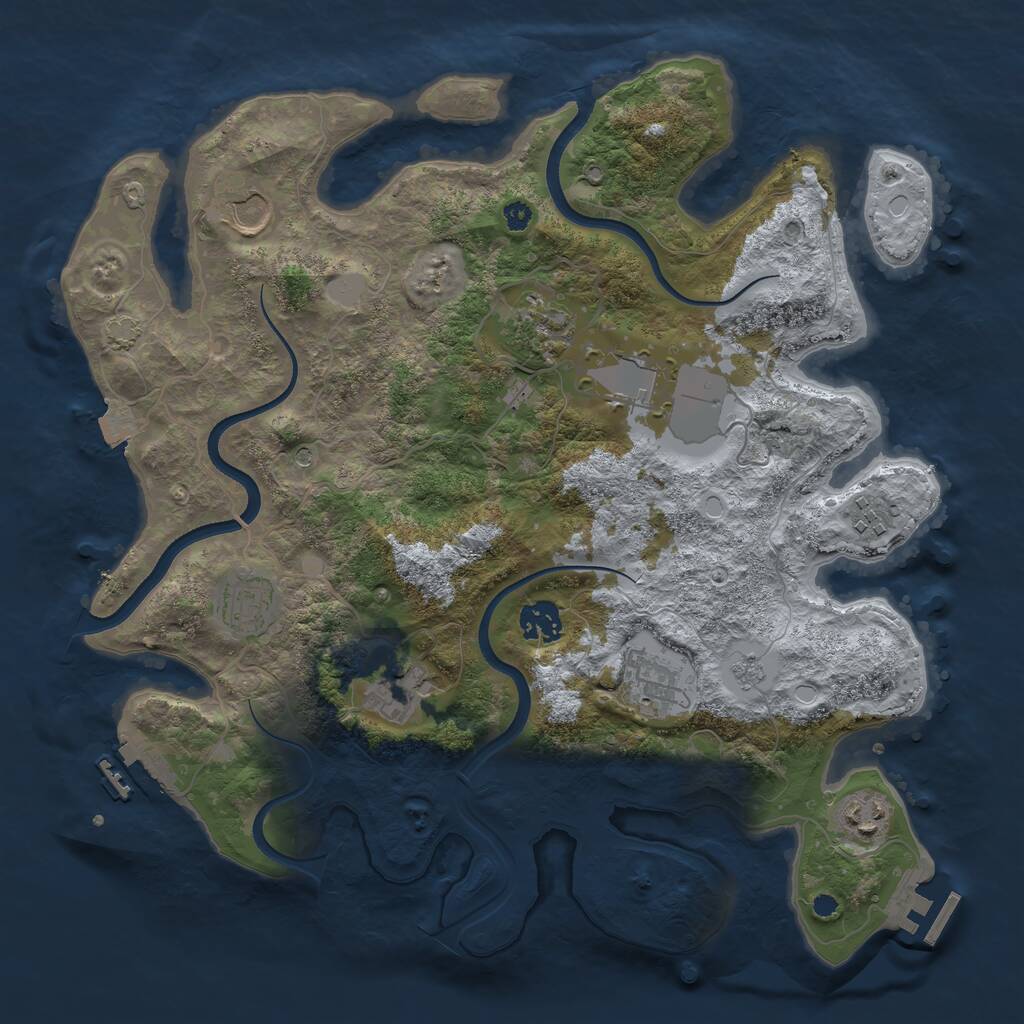 Rust Map: Procedural Map, Size: 3600, Seed: 1635605062, 15 Monuments