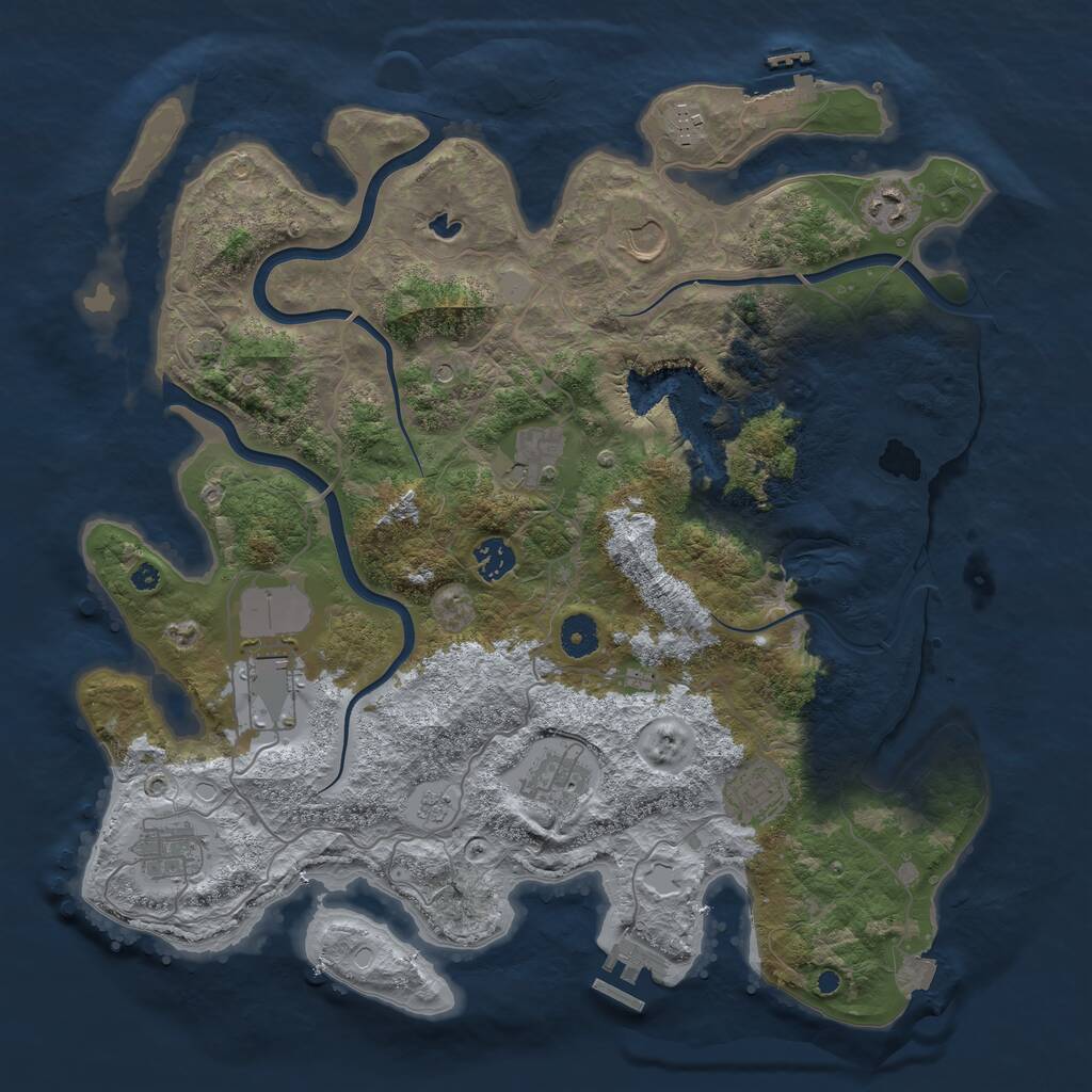 Rust Map: Procedural Map, Size: 4000, Seed: 46436624, 15 Monuments