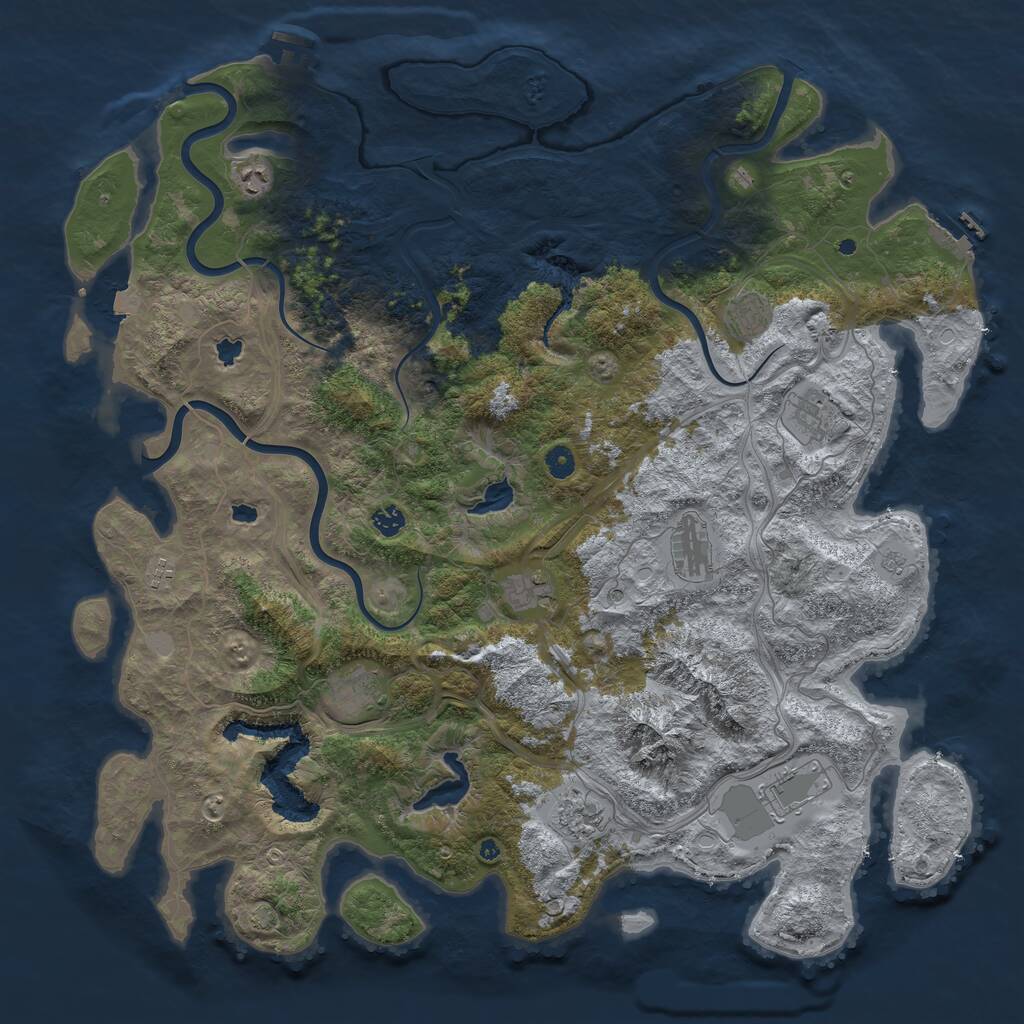 Rust Map: Procedural Map, Size: 5000, Seed: 345685, 16 Monuments