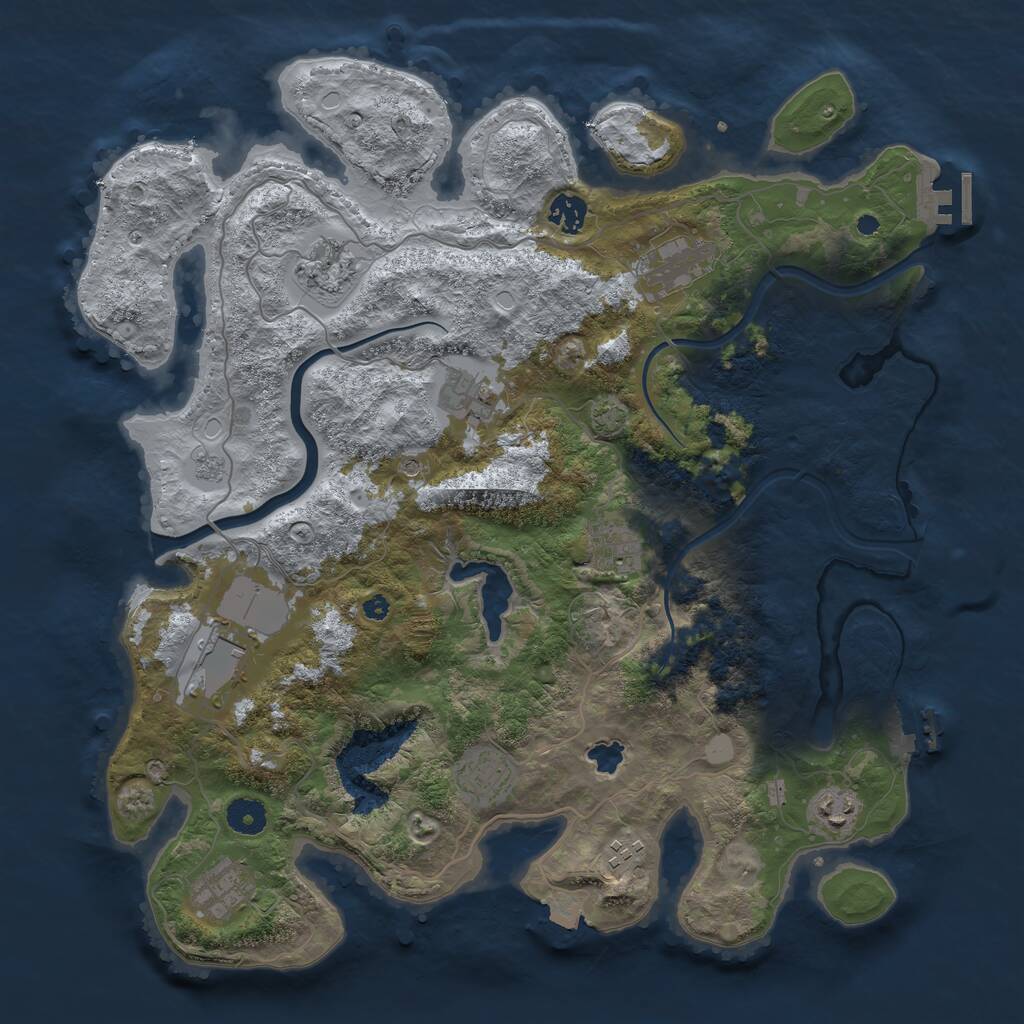 Rust Map: Procedural Map, Size: 4000, Seed: 1910507373, 16 Monuments