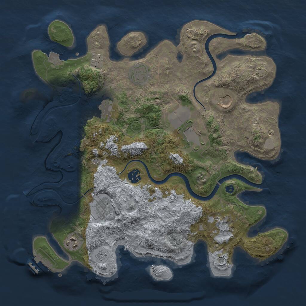 Rust Map: Procedural Map, Size: 3500, Seed: 13908, 14 Monuments