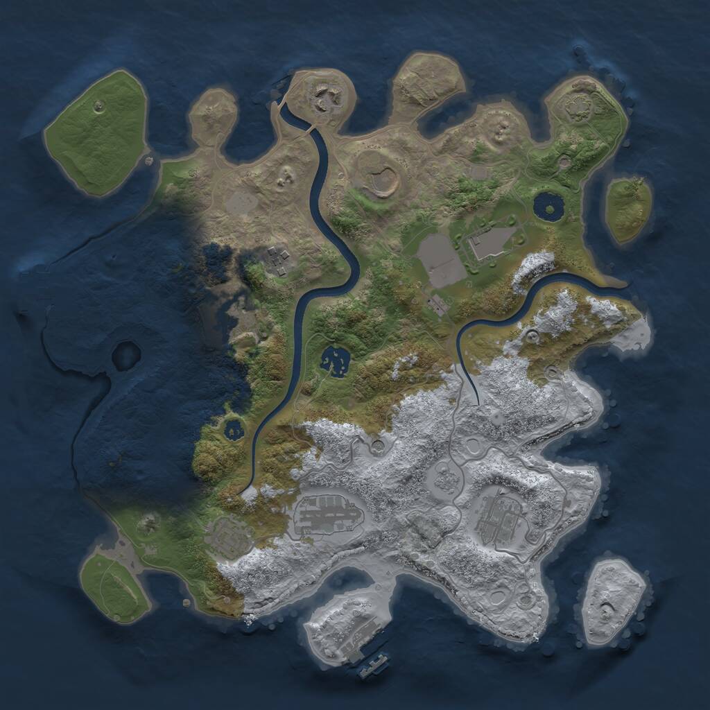 Rust Map: Procedural Map, Size: 3500, Seed: 1488228777, 15 Monuments