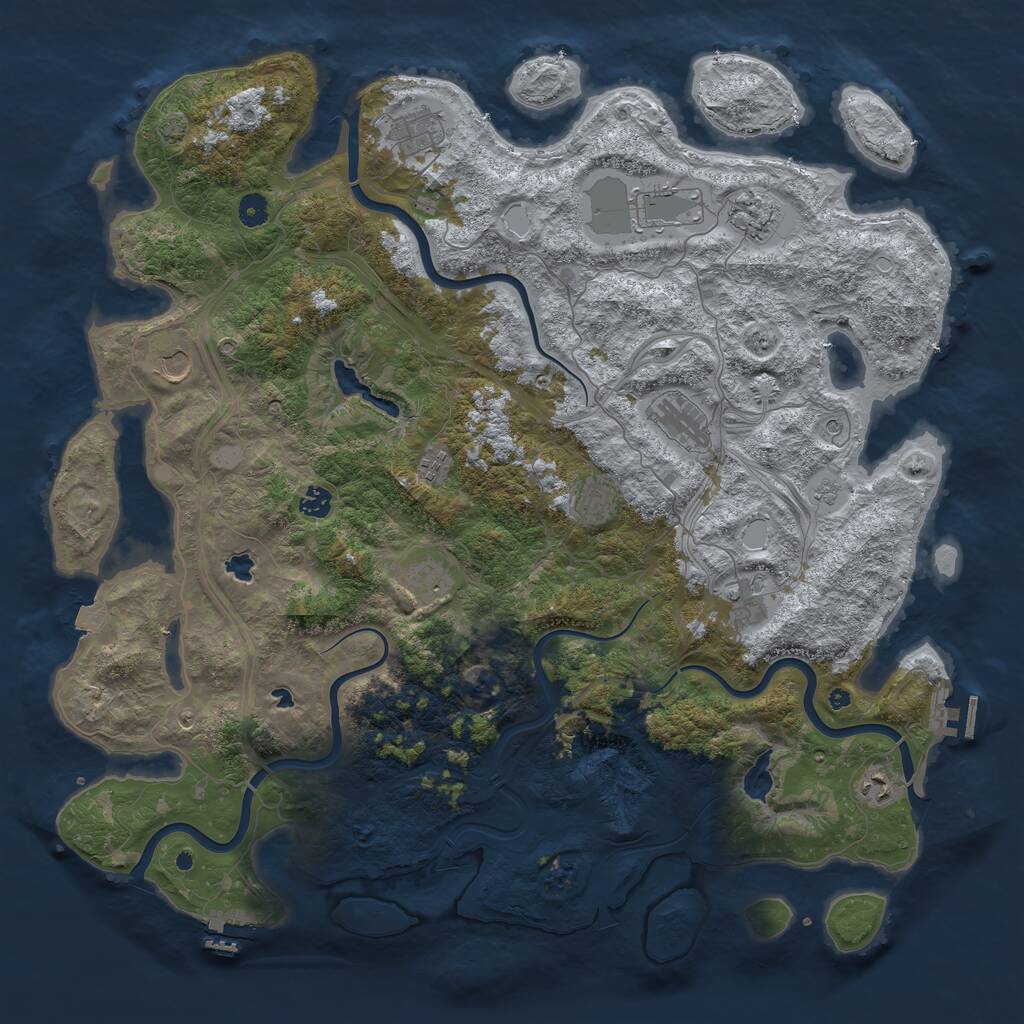 Rust Map: Procedural Map, Size: 4810, Seed: 1234567890, 17 Monuments