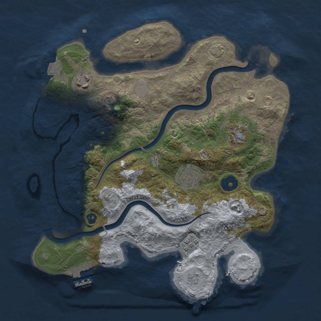 Rust Map: Procedural Map, Size: 3000, Seed: 9082734, 9 Monuments