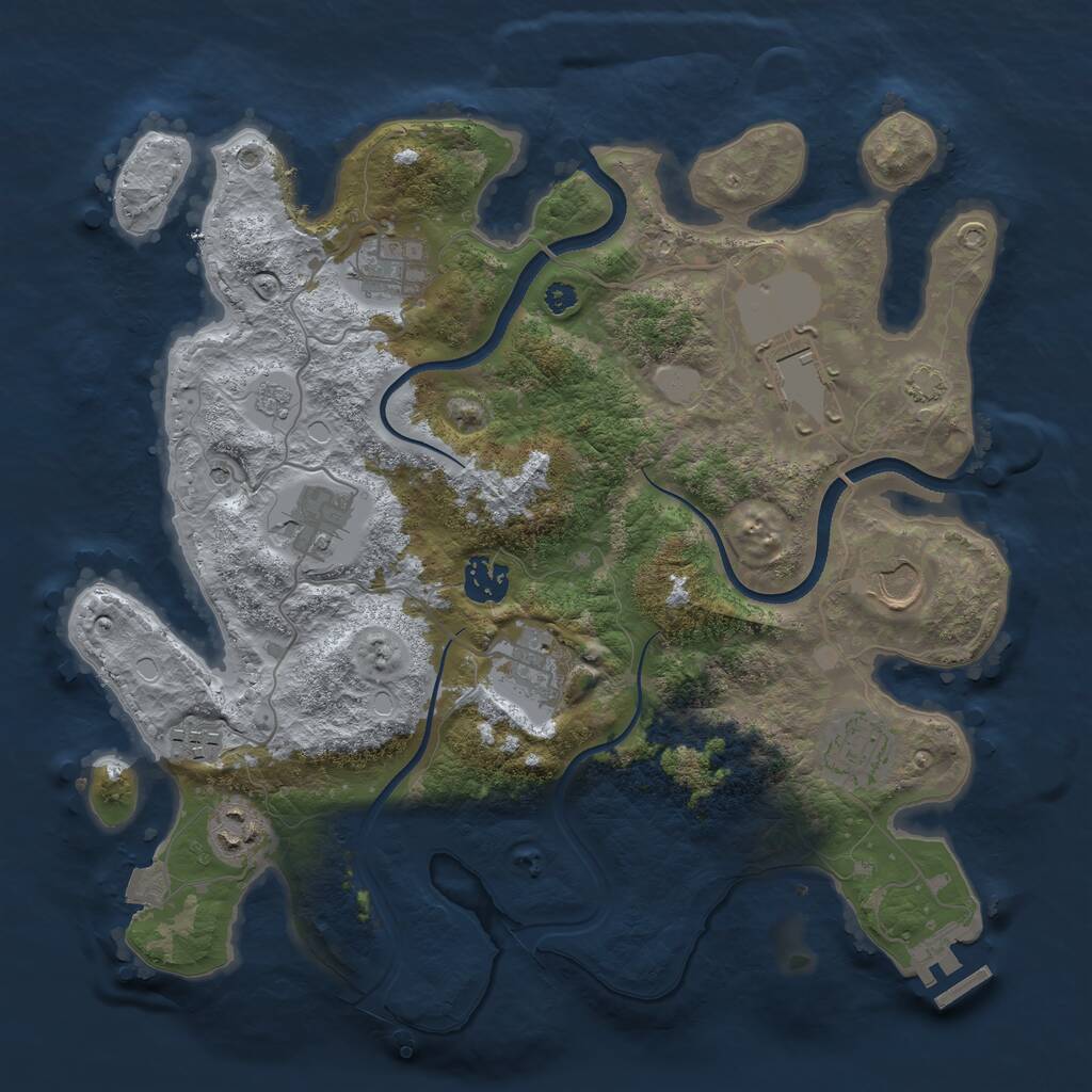 Rust Map: Procedural Map, Size: 3500, Seed: 217520417, 14 Monuments