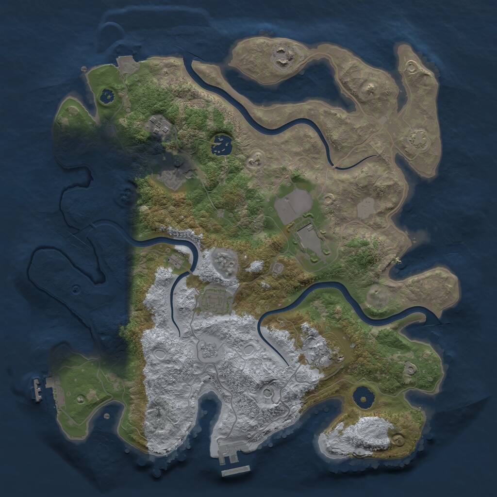 Rust Map: Procedural Map, Size: 3500, Seed: 462451390, 13 Monuments