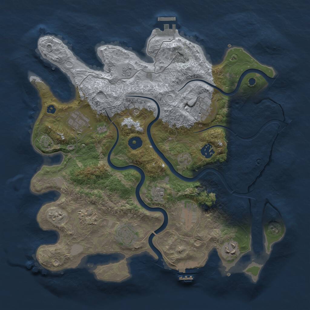 Rust Map: Procedural Map, Size: 3496, Seed: 801239209, 14 Monuments