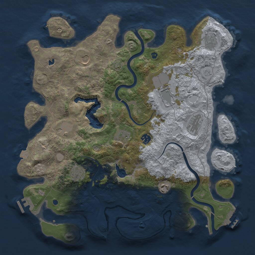Rust Map: Procedural Map, Size: 4000, Seed: 536767, 16 Monuments