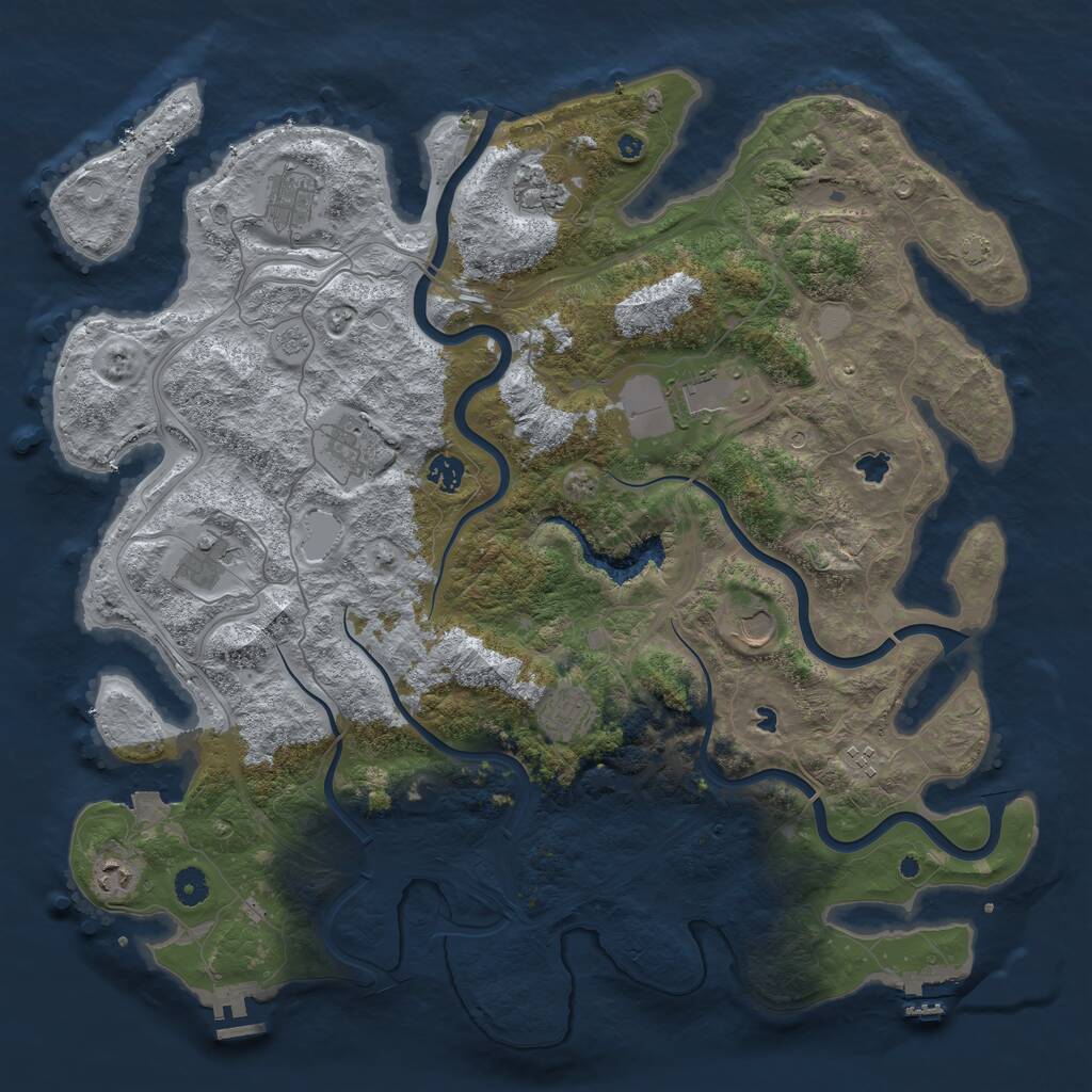 Rust Map: Procedural Map, Size: 4500, Seed: 882769401, 16 Monuments
