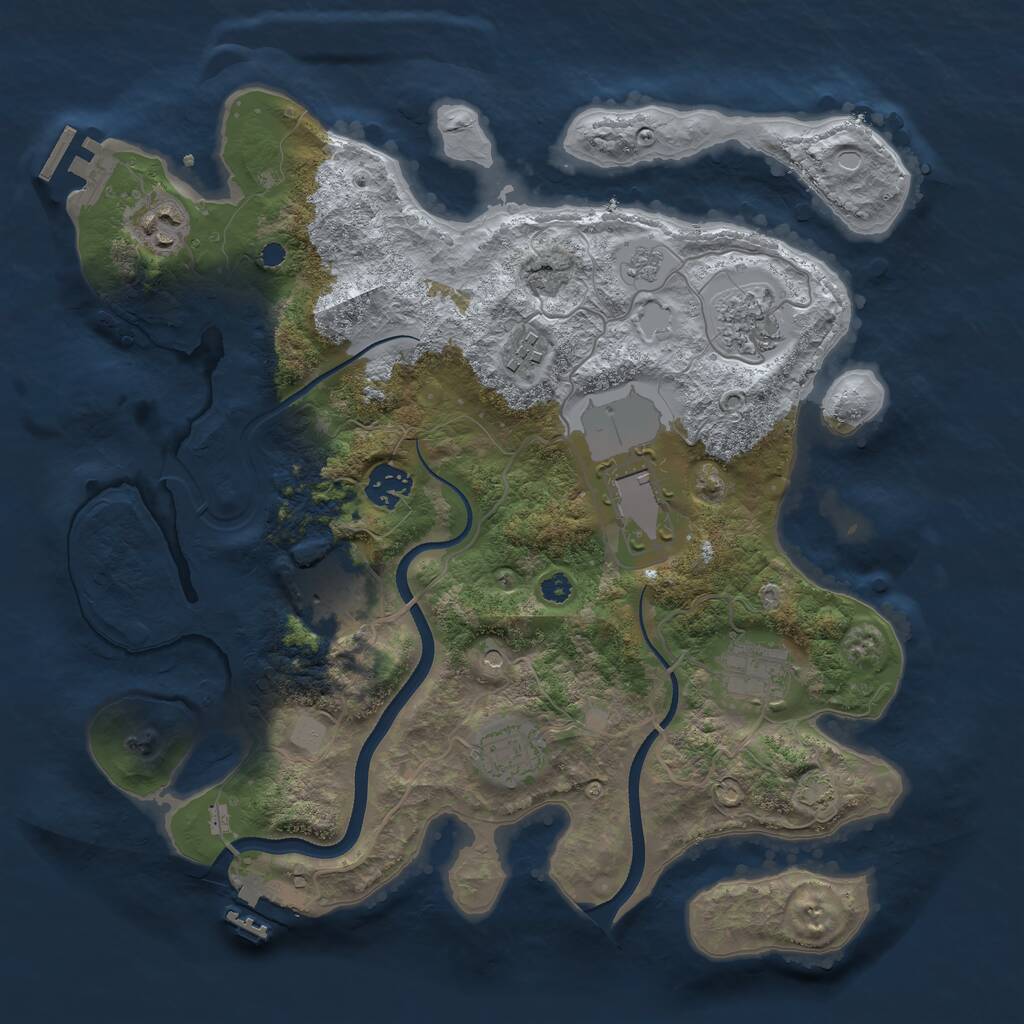 Rust Map: Procedural Map, Size: 3500, Seed: 55324, 14 Monuments