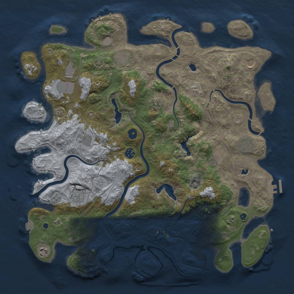 Rust Map: Procedural Map, Size: 4500, Seed: 629859047, 17 Monuments