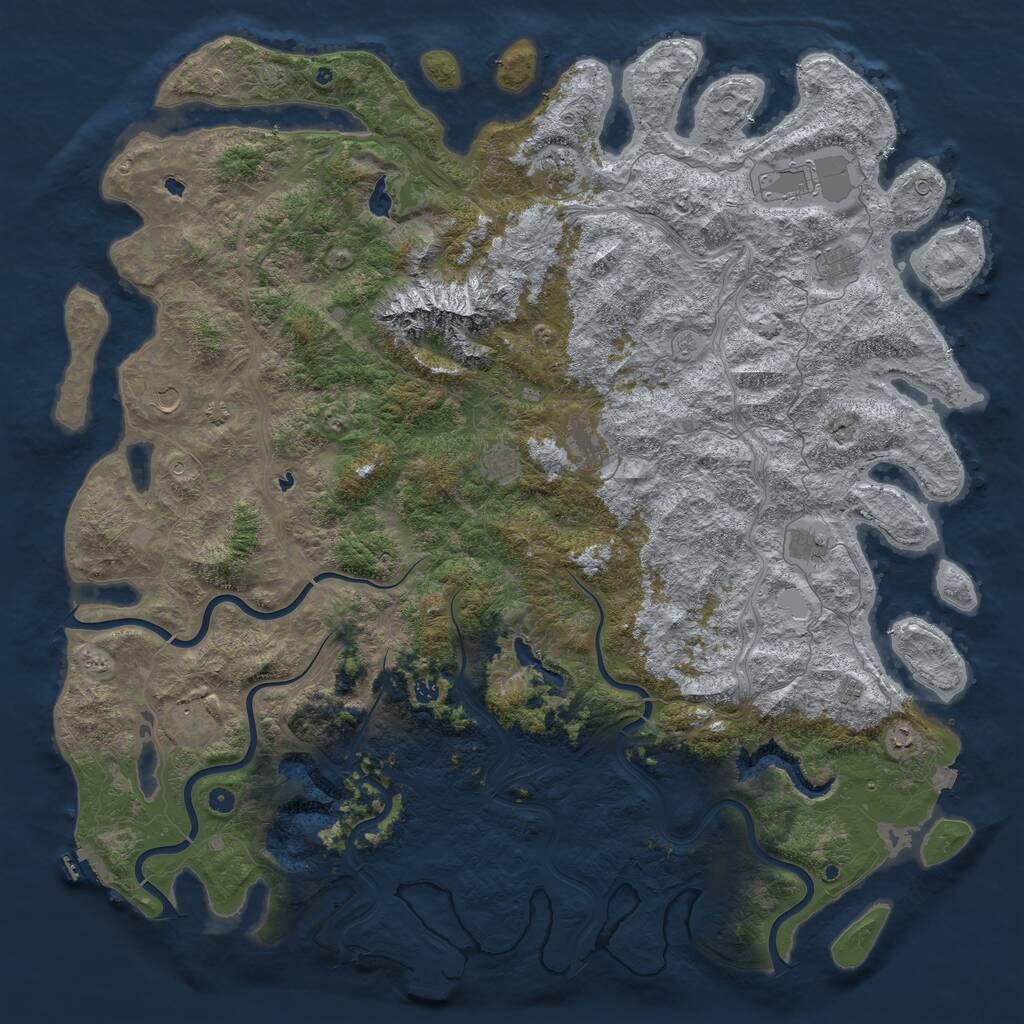 Rust Map: Procedural Map, Size: 5999, Seed: 557736553, 17 Monuments