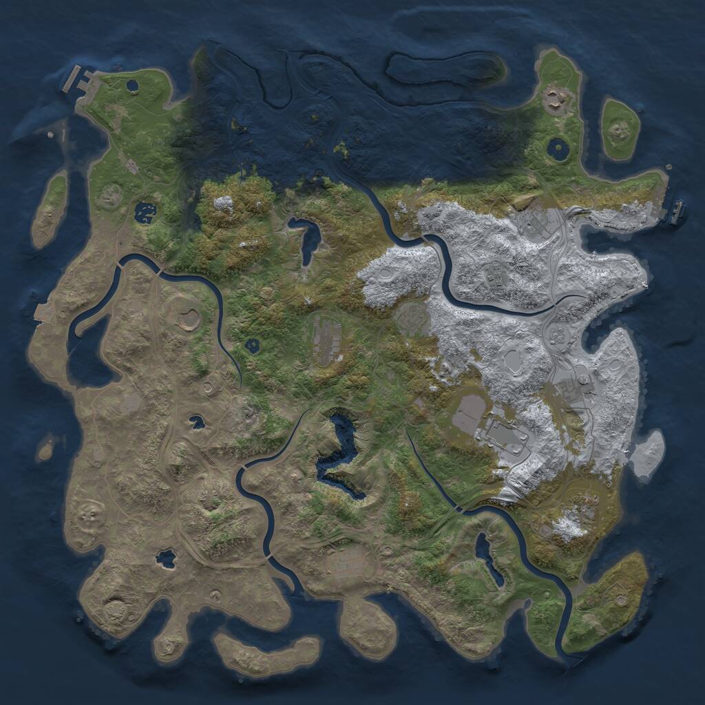 Rust Map: Procedural Map, Size: 4800, Seed: 243880232, 17 Monuments