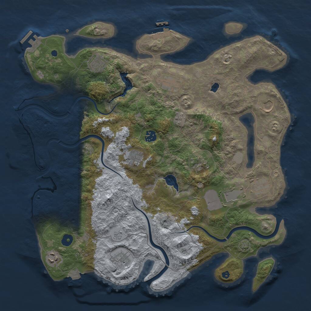 Rust Map: Procedural Map, Size: 4000, Seed: 249375085, 17 Monuments