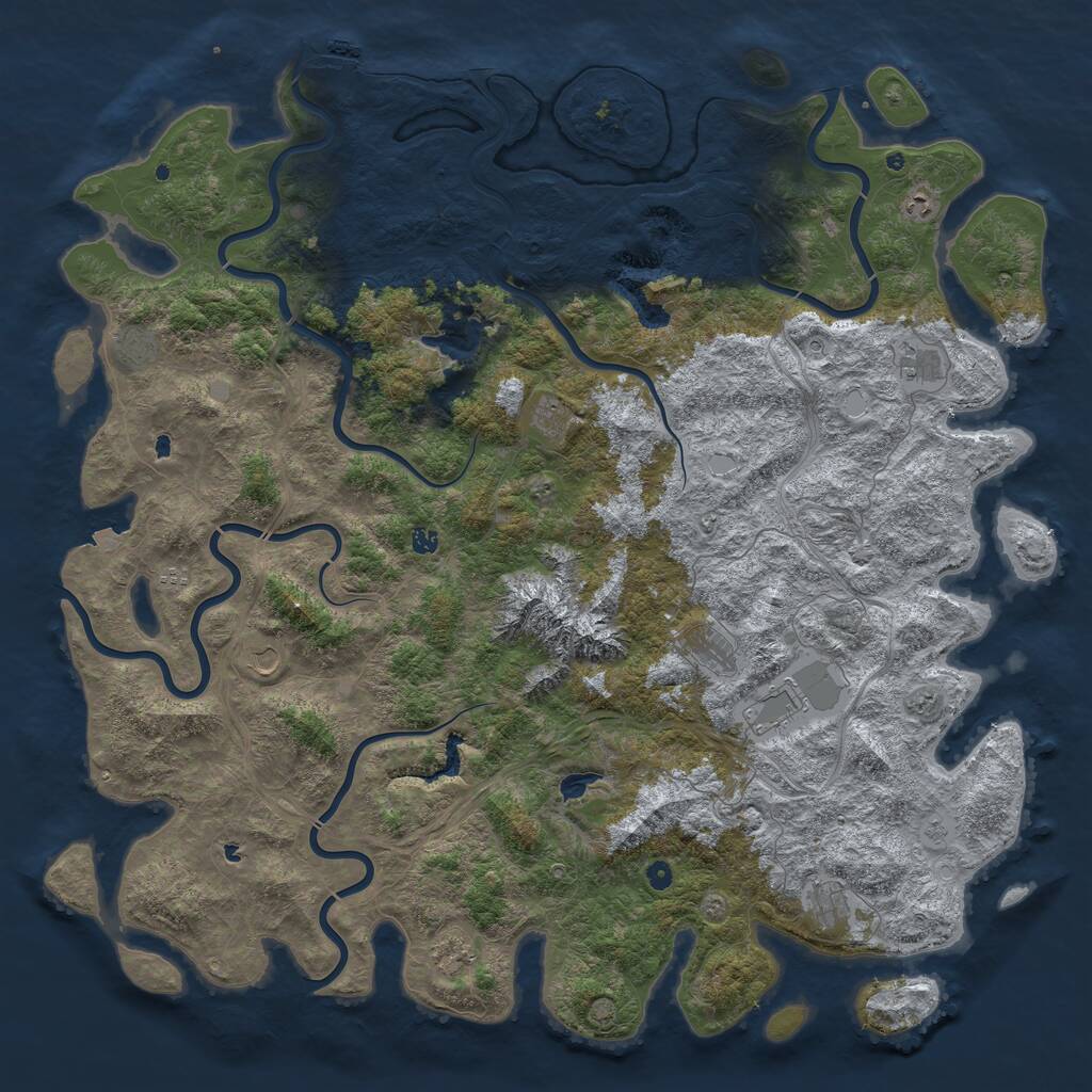 Rust Map: Procedural Map, Size: 6000, Seed: 7057660, 16 Monuments