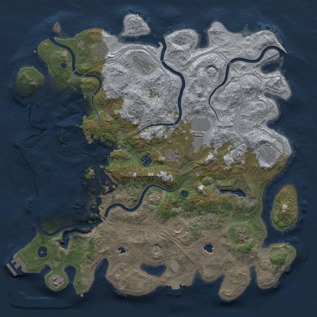 Rust Map: Procedural Map, Size: 4500, Seed: 987651270, 17 Monuments