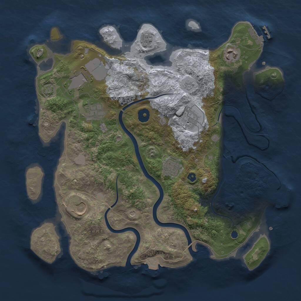 Rust Map: Procedural Map, Size: 3500, Seed: 1034952052, 13 Monuments