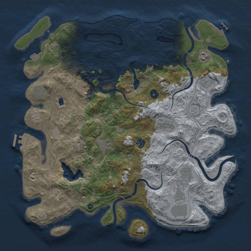 Rust Map: Procedural Map, Size: 4250, Seed: 1303041246, 17 Monuments