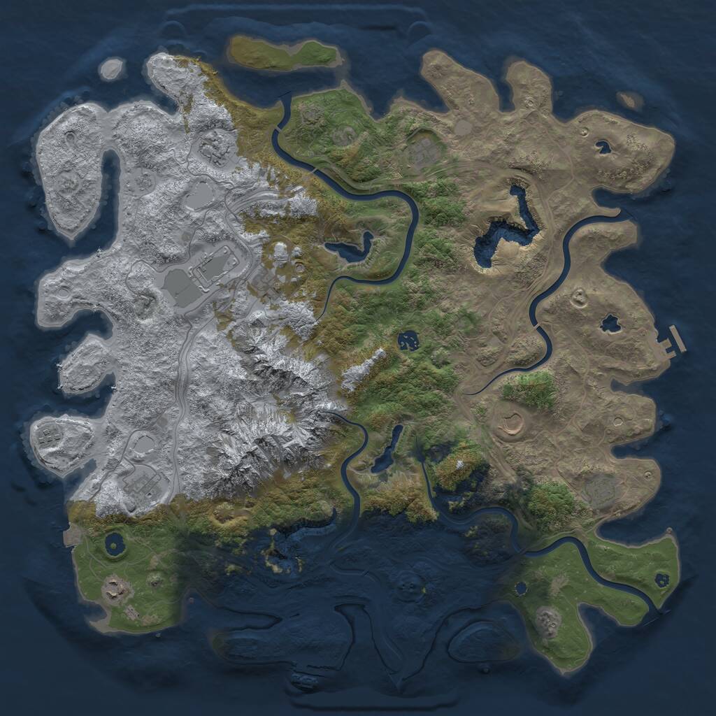 Rust Map: Procedural Map, Size: 5000, Seed: 943402765, 16 Monuments