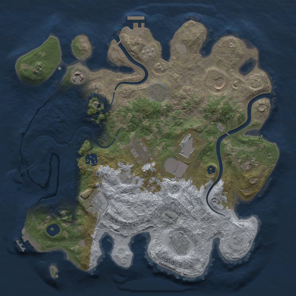 Rust Map: Procedural Map, Size: 3500, Seed: 515735, 16 Monuments