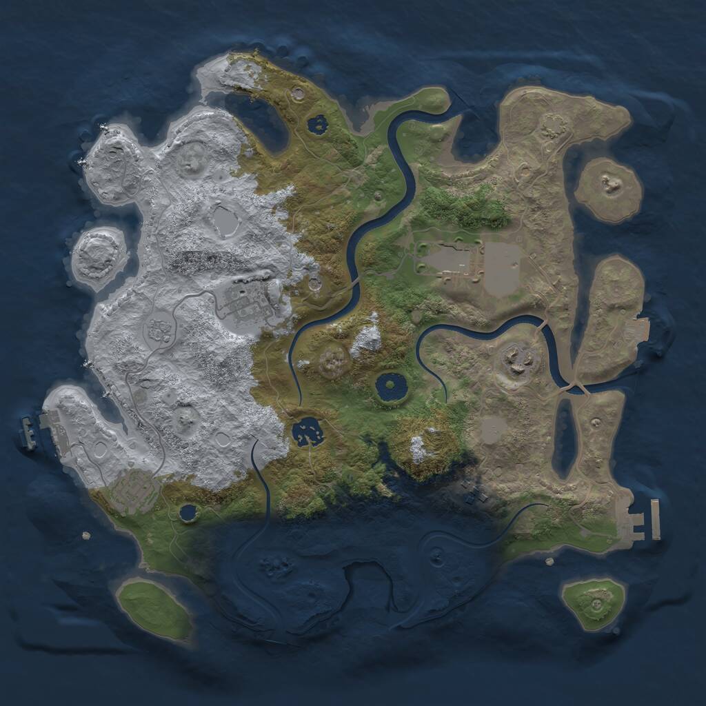 Rust Map: Procedural Map, Size: 3500, Seed: 170162, 12 Monuments