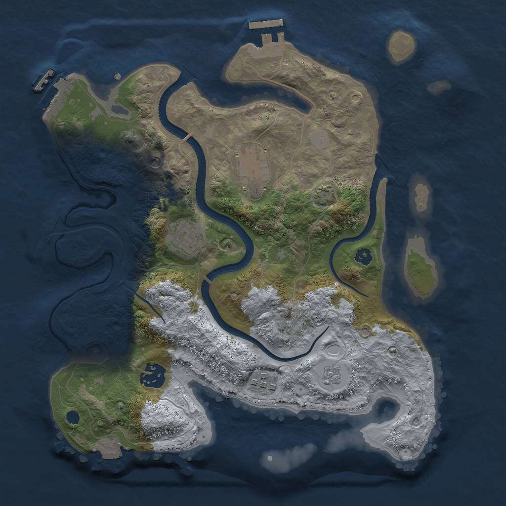 Rust Map: Procedural Map, Size: 3000, Seed: 46437342, 10 Monuments