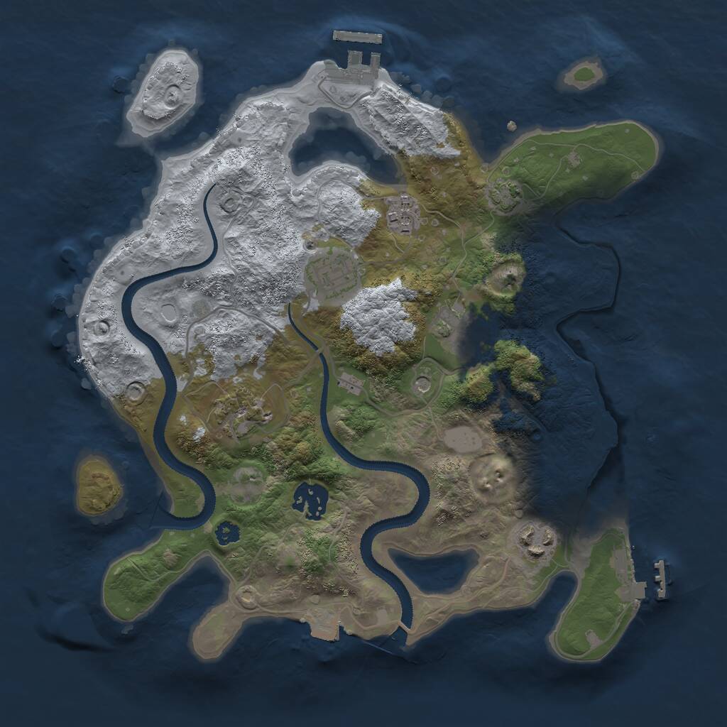 Rust Map: Procedural Map, Size: 3000, Seed: 23288, 11 Monuments