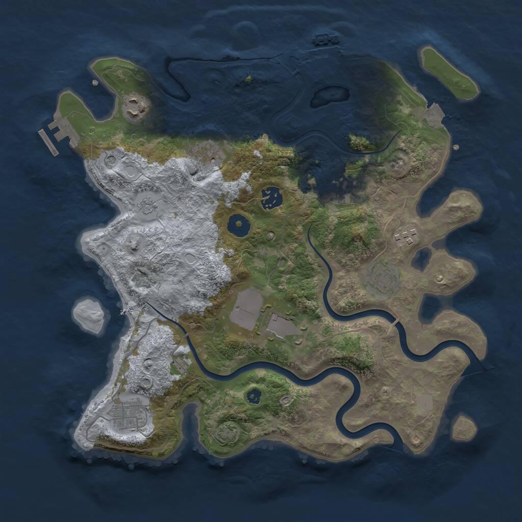 Rust Map: Procedural Map, Size: 3500, Seed: 32036, 14 Monuments