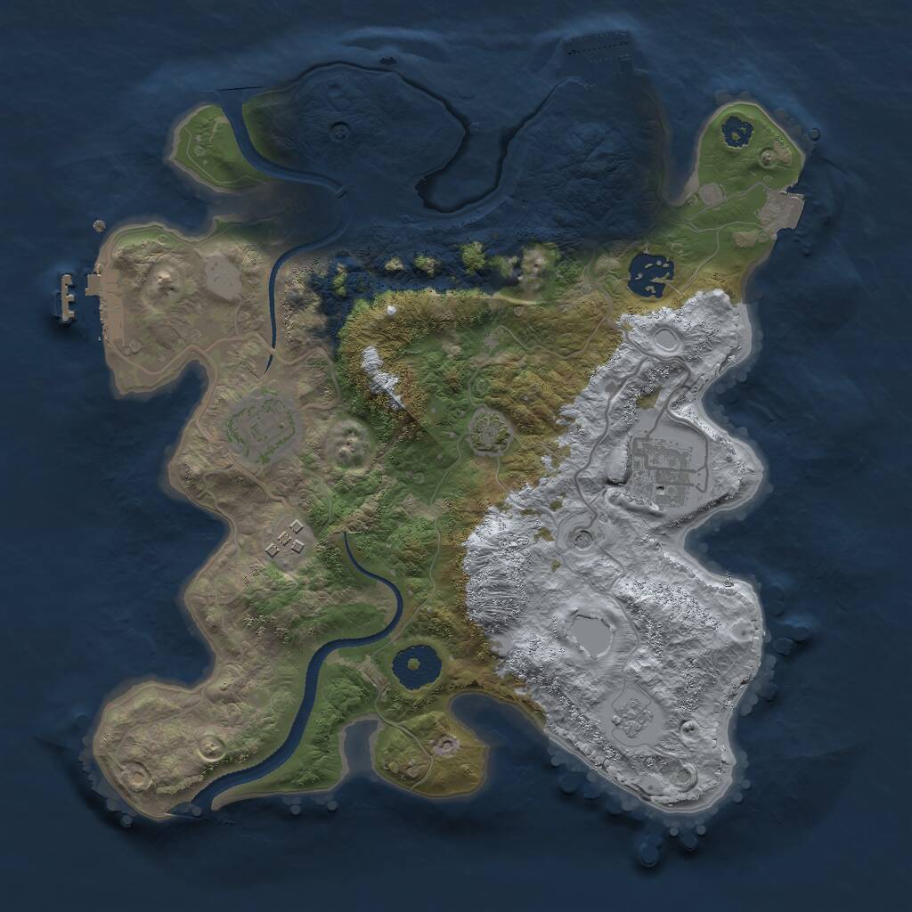 Rust Map: Procedural Map, Size: 3000, Seed: 54231, 10 Monuments