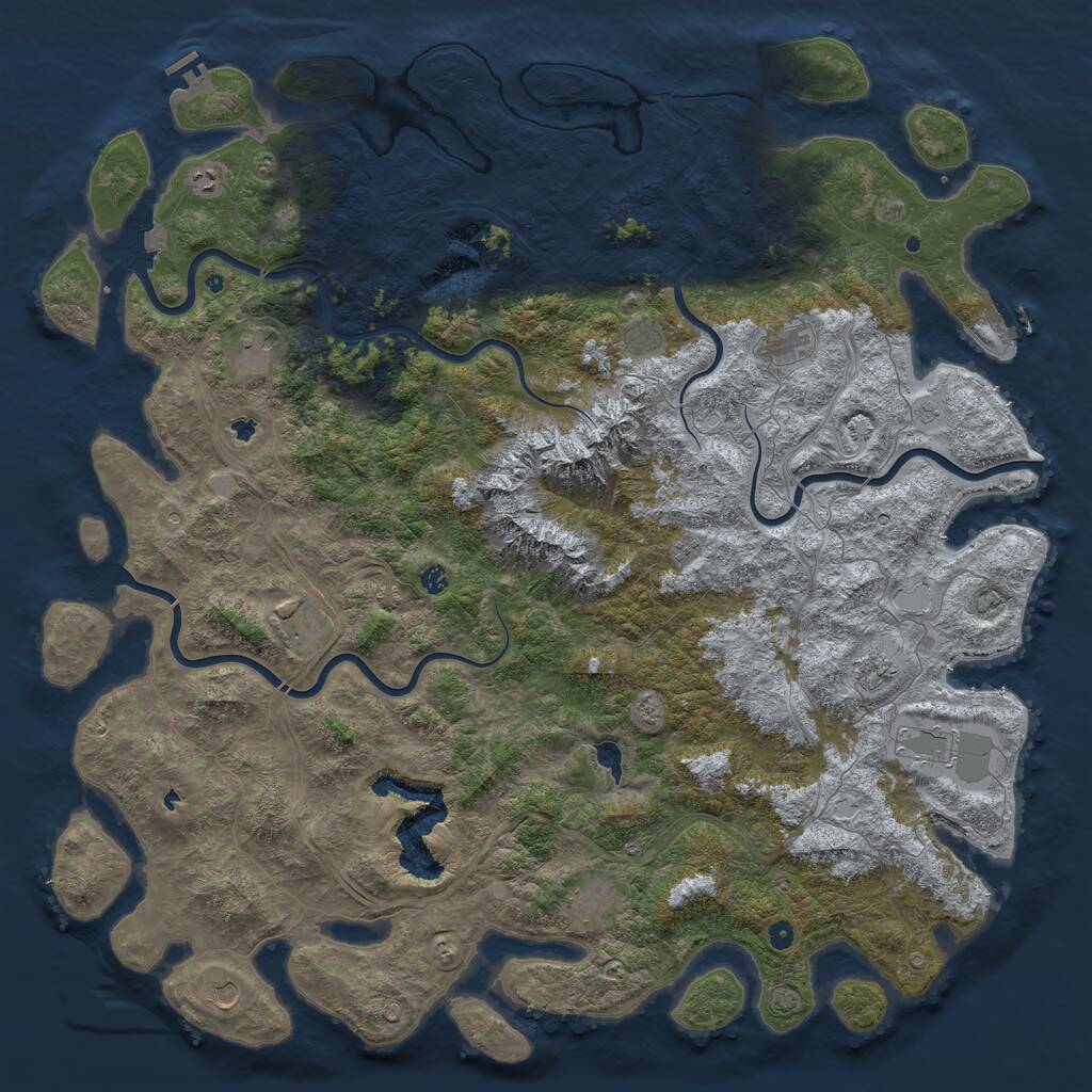 Rust Map: Procedural Map, Size: 6000, Seed: 557583509, 17 Monuments