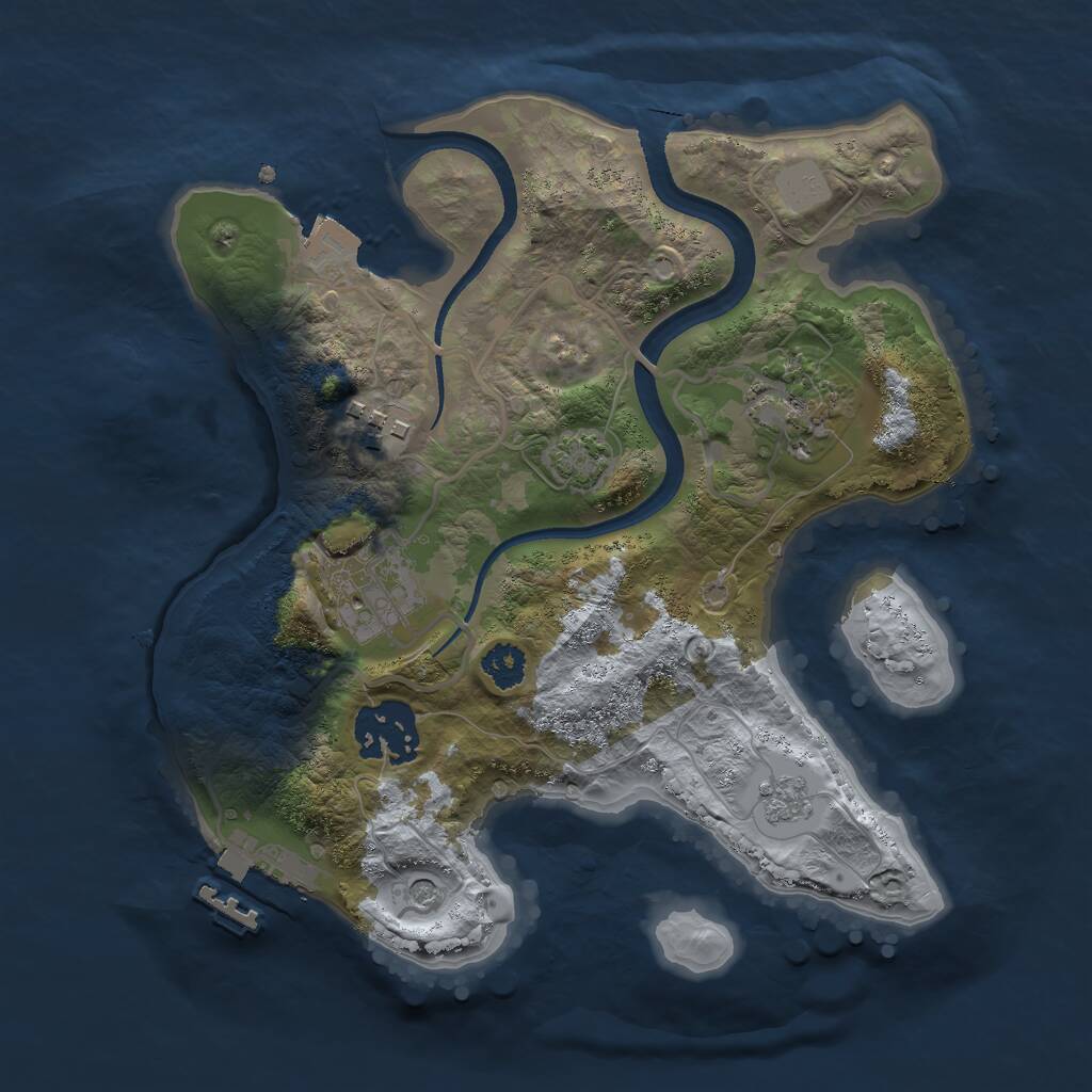 Rust Map: Procedural Map, Size: 2500, Seed: 1146955486, 9 Monuments
