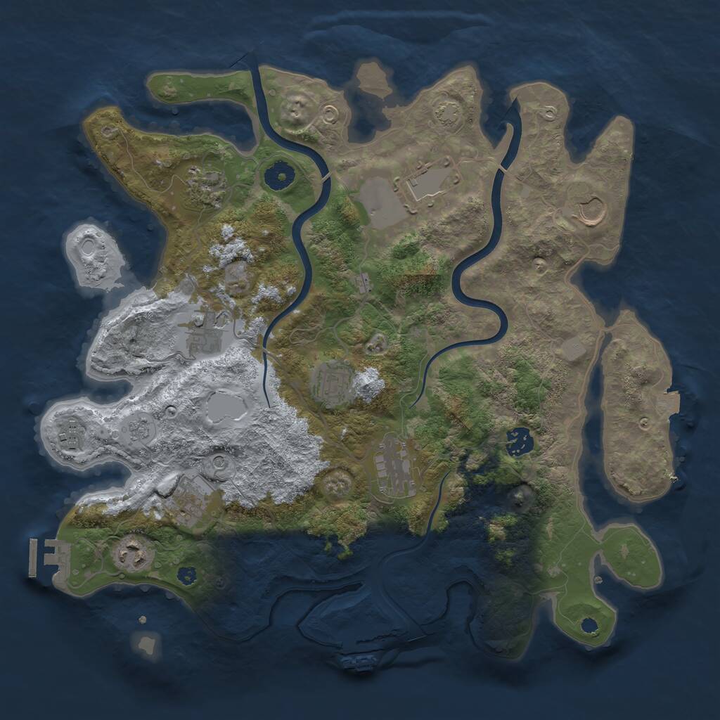 Rust Map: Procedural Map, Size: 3750, Seed: 91674281, 16 Monuments