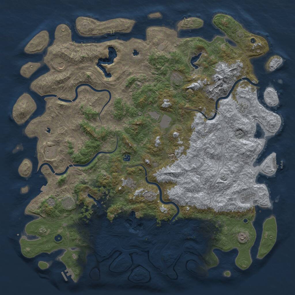 Rust Map: Procedural Map, Size: 6000, Seed: 980238201, 17 Monuments