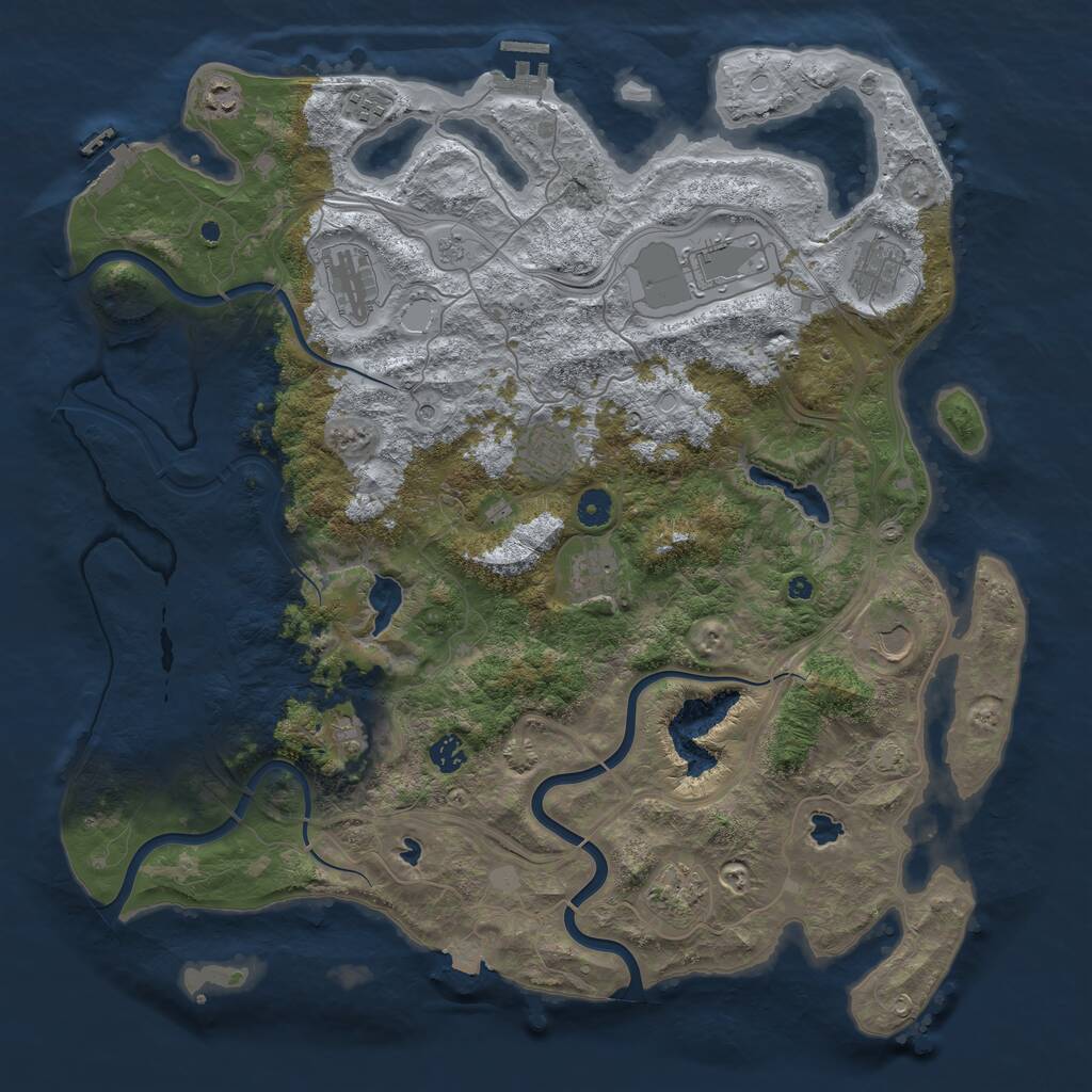 Rust Map: Procedural Map, Size: 4500, Seed: 2044402867, 17 Monuments