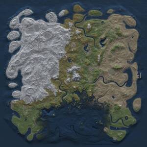 Thumbnail Rust Map: Procedural Map, Size: 6000, Seed: 1104717858, 17 Monuments