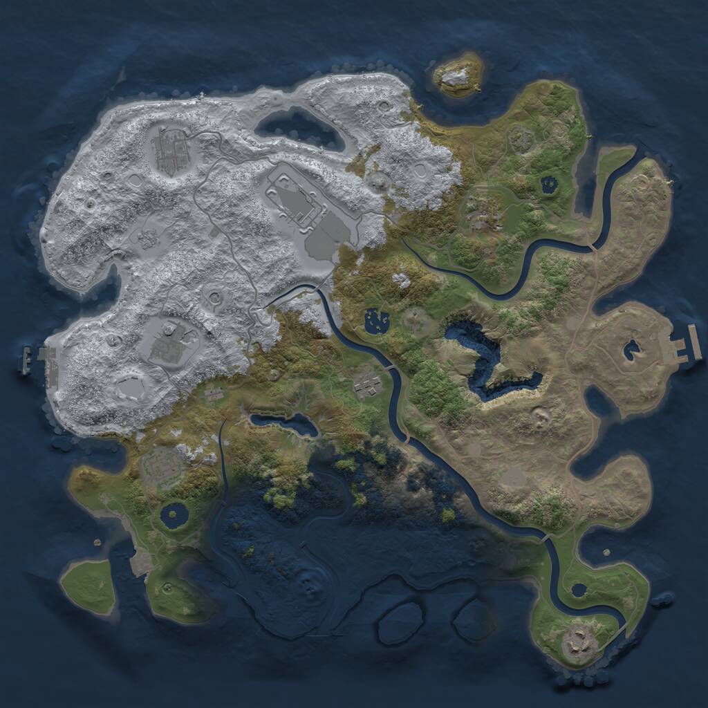 Rust Map: Procedural Map, Size: 4000, Seed: 1253599300, 14 Monuments