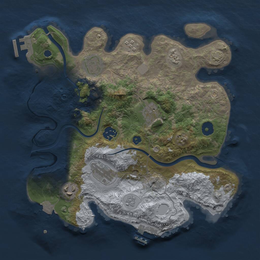 Rust Map: Procedural Map, Size: 3000, Seed: 1823074, 12 Monuments
