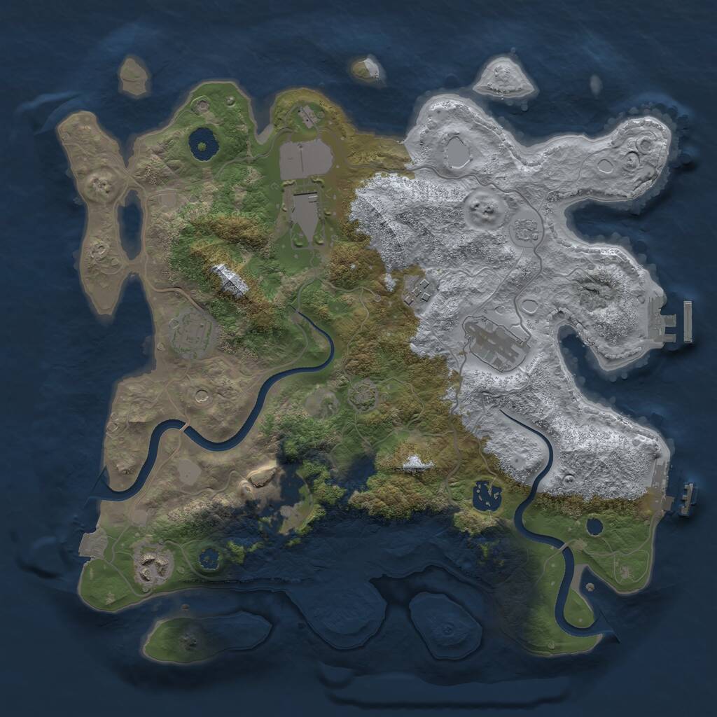 Rust Map: Procedural Map, Size: 3500, Seed: 645730, 13 Monuments