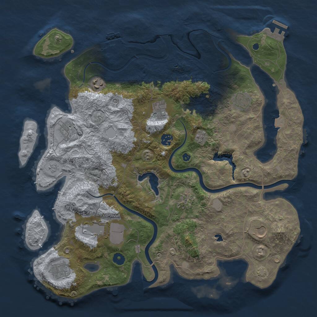 Rust Map: Procedural Map, Size: 4000, Seed: 1275409203, 16 Monuments