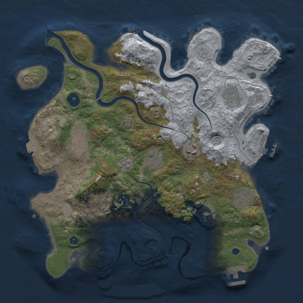 Rust Map: Procedural Map, Size: 3500, Seed: 883942403, 14 Monuments