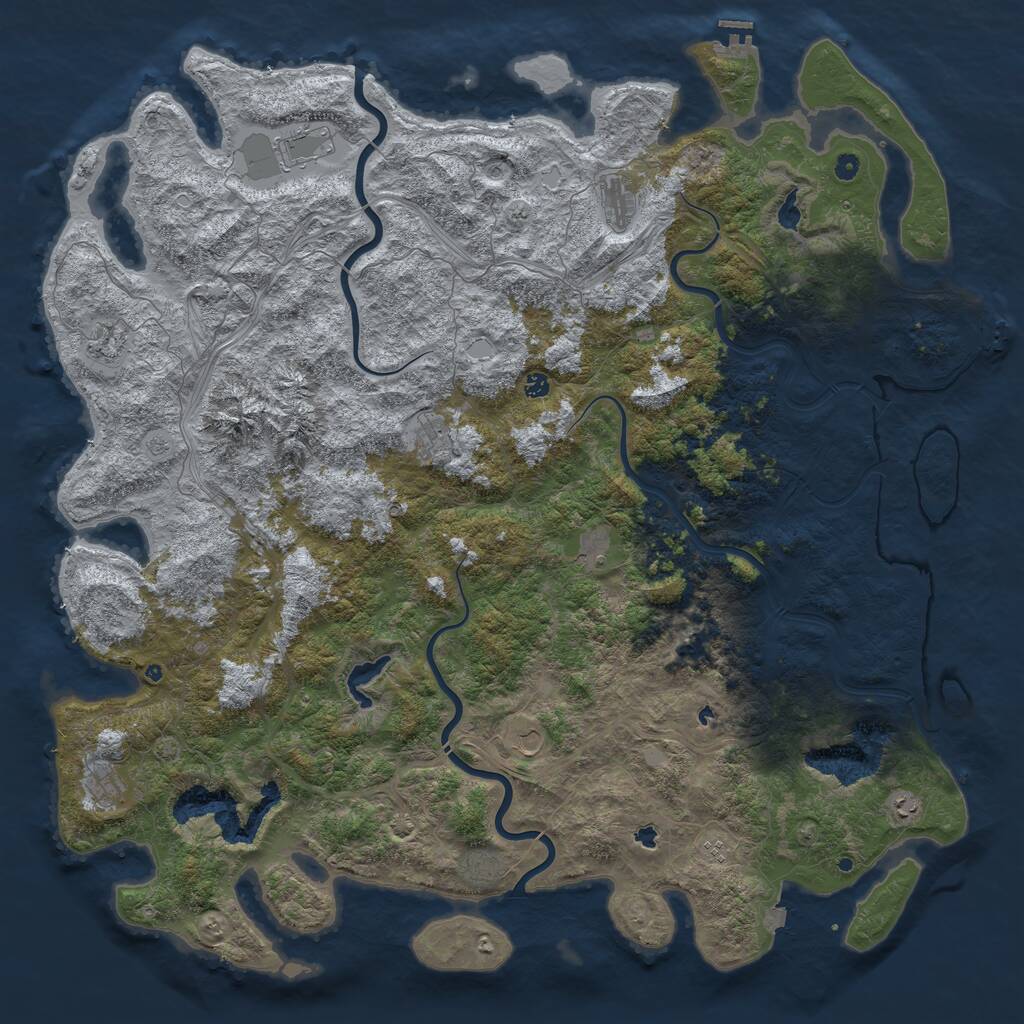 Rust Map: Procedural Map, Size: 6000, Seed: 684045200, 17 Monuments