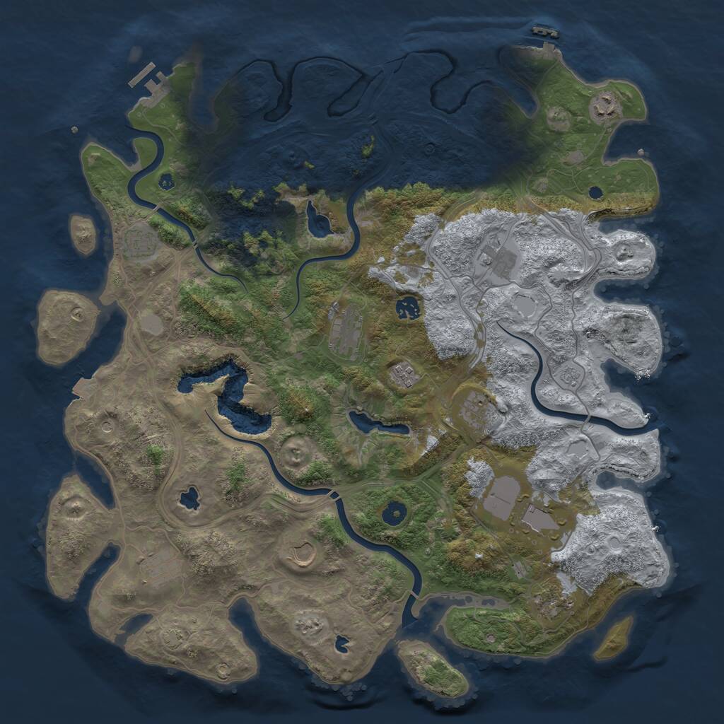 Rust Map: Procedural Map, Size: 4500, Seed: 557583509, 17 Monuments
