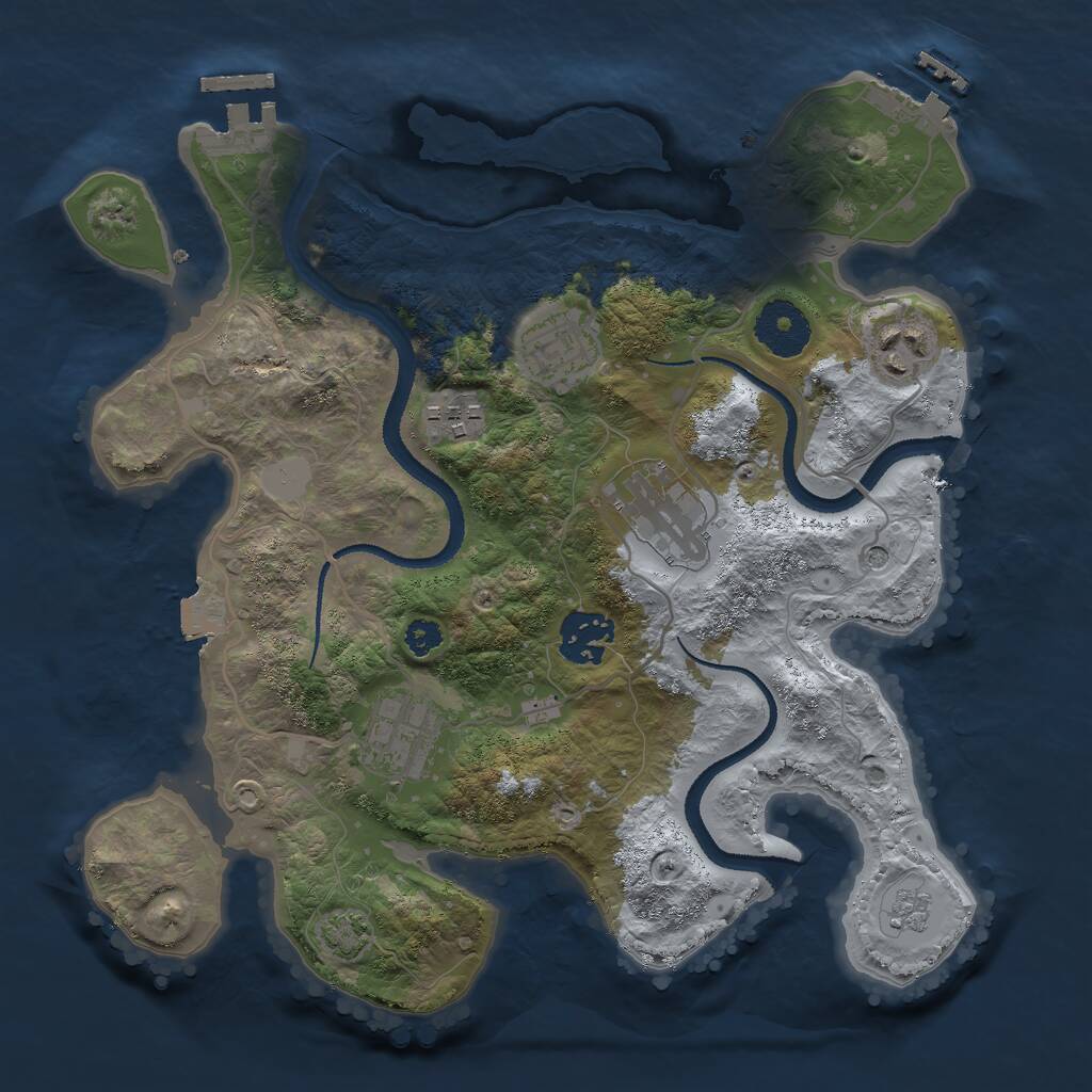 Rust Map: Procedural Map, Size: 3000, Seed: 280819498, 12 Monuments