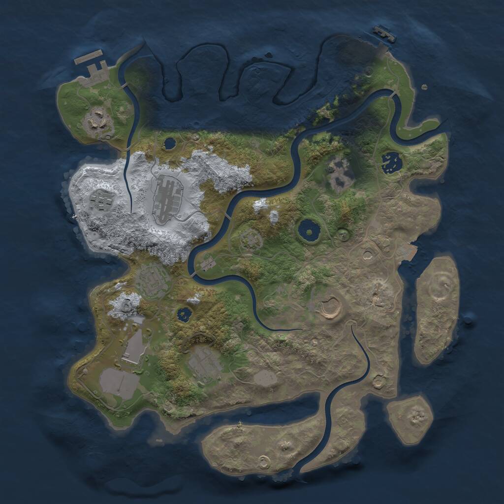 Rust Map: Procedural Map, Size: 3500, Seed: 1869576, 14 Monuments