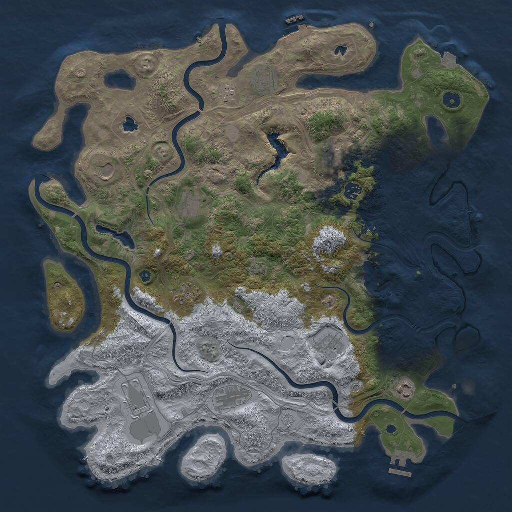Rust Map: Procedural Map, Size: 4500, Seed: 2080964265, 17 Monuments